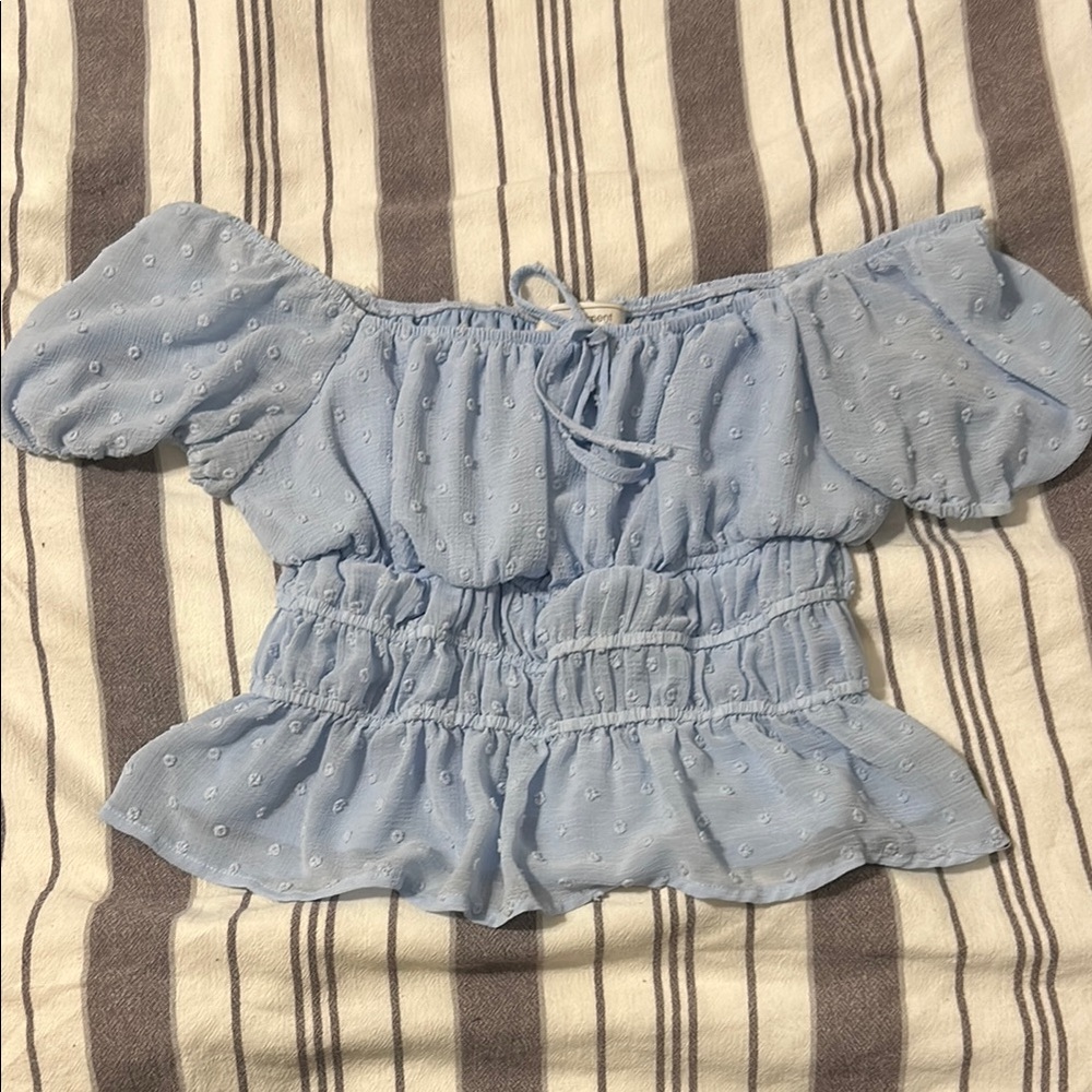 Light Blue Off-Shoulder Women's Top